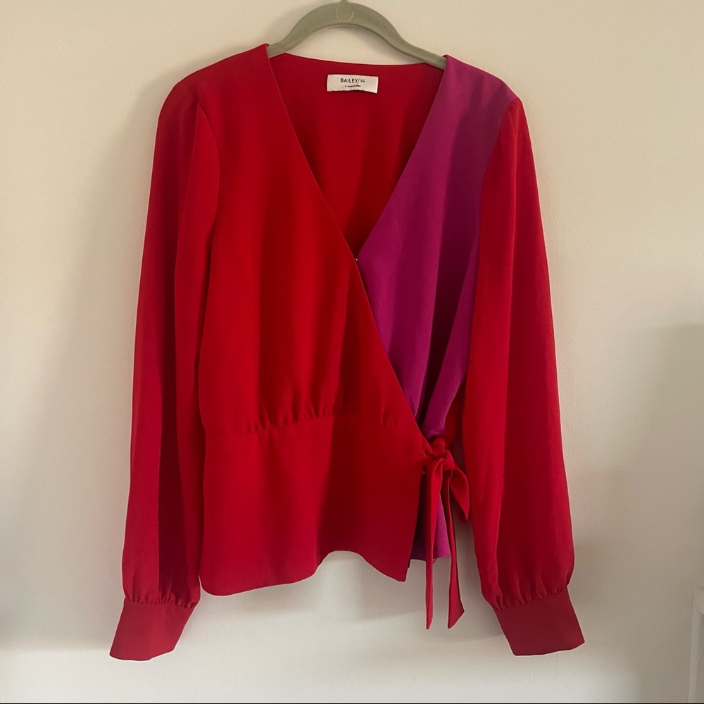 NWOT Bailey 44 Color block tie front blouse